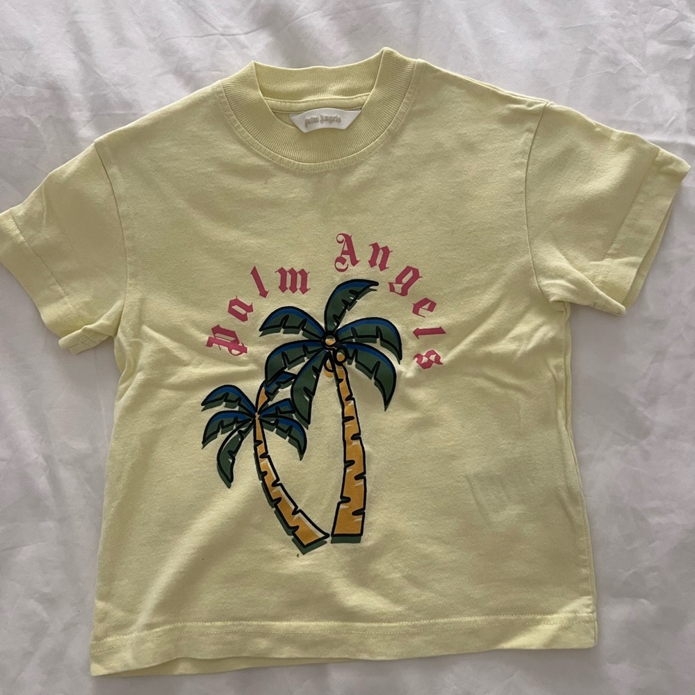 Palm Angels Light Yellow Tee with Palm Design